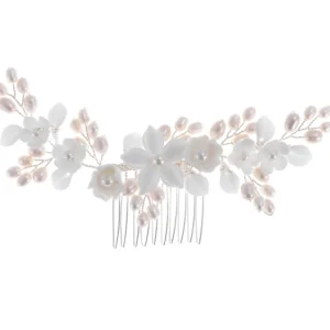 ATHENA BRIDAL | Yvonne -kukkakoristeinen muotoiltava hiuskoru (hopea)