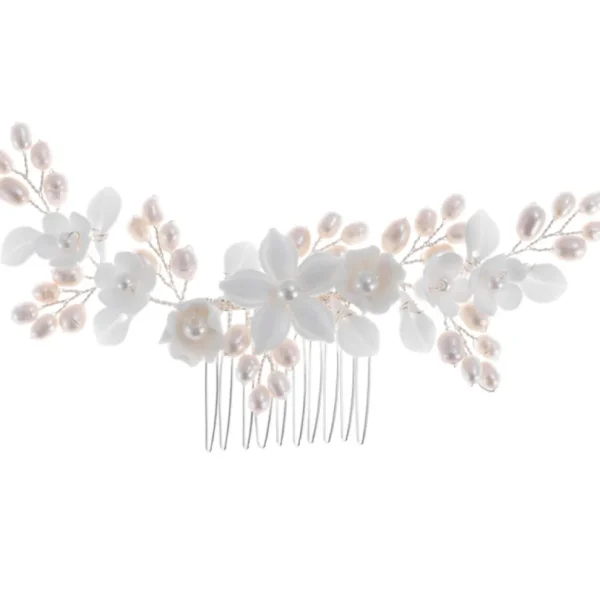 ATHENA BRIDAL | Yvonne -kukkakoristeinen muotoiltava hiuskoru (hopea)