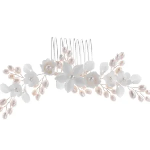 ATHENA BRIDAL | Yvonne -kukkakoristeinen muotoiltava hiuskoru (hopea)