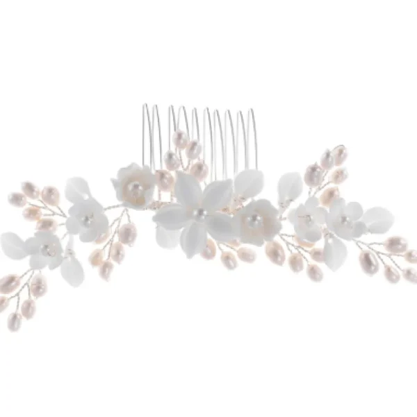 ATHENA BRIDAL | Yvonne -kukkakoristeinen muotoiltava hiuskoru (hopea)