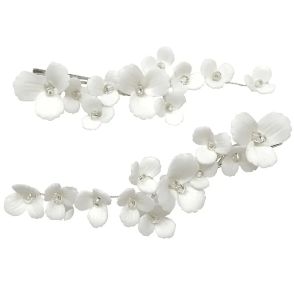 ATHENA BRIDAL | Zoe -kukkakoristeinen hiuskorupakkaus (hopea)