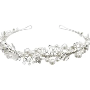 ATHENA BRIDAL, Annabella -hopeinen juhlapanta helmin ja kristallein