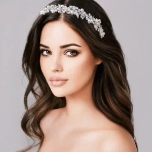 ATHENA BRIDAL, Annabella -hopeinen juhlapanta helmin ja kristallein