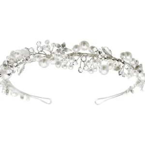 ATHENA BRIDAL, Annabella -hopeinen juhlapanta helmin ja kristallein