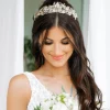 ATHENA BRIDAL, Divine -hopeinen tiara kristallein