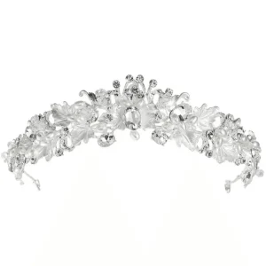 ATHENA BRIDAL, Divine -hopeinen tiara kristallein