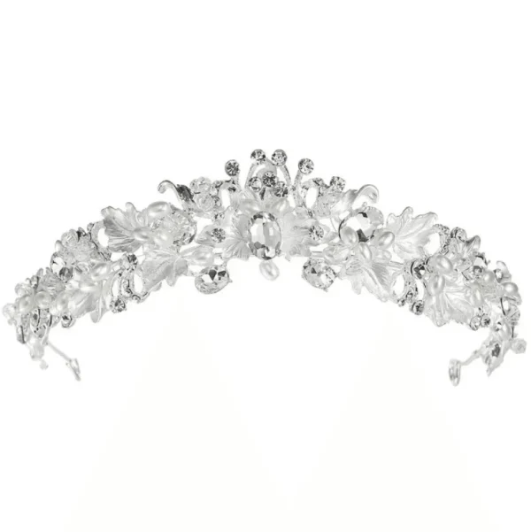 ATHENA BRIDAL, Divine -hopeinen tiara kristallein