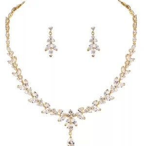 ATHENA BRIDAL | Classic Necklace Set -klassinen kulta kristallikorusetti