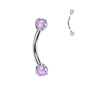 Bananabell/kaareva tappi 1,2mm -Titanium Opal Barbell in Purple