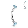 Bananabell/kaareva tappi 1,2mm -Titanium CZ Curved Barbell in Blue