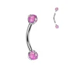 Bananabell/kaareva tappi 1,2mm -Titanium Opal Barbell in Pink