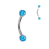Bananabell/kaareva tappi 1,2mm -Titanium Opal Barbell in Blue