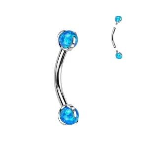 Bananabell/kaareva tappi 1,2mm -Titanium Opal Barbell in Blue