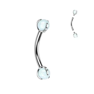 Bananabell/kaareva tappi 1,2mm -Titanium Opal Barbell in White