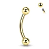 Bananabell/kaareva tappi 1,2mm -Basic Titanium Curved Barbell in Gold
