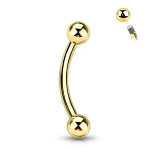 Bananabell/kaareva tappi 1,2mm -Basic Titanium Curved Barbell in Gold