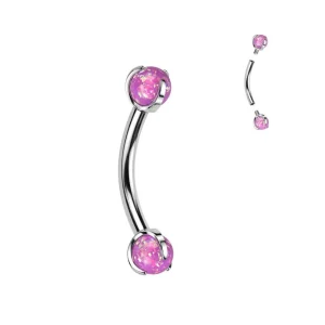 Bananabell/kaareva tappi 1,2mm -Titanium Opal Barbell in Pink
