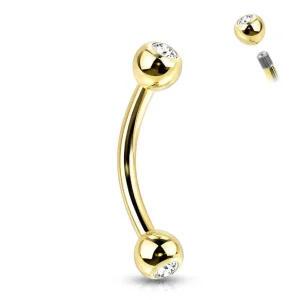 Bananabell/kaareva tappi 1,2mm -Titanium Curved Barbell in Gold
