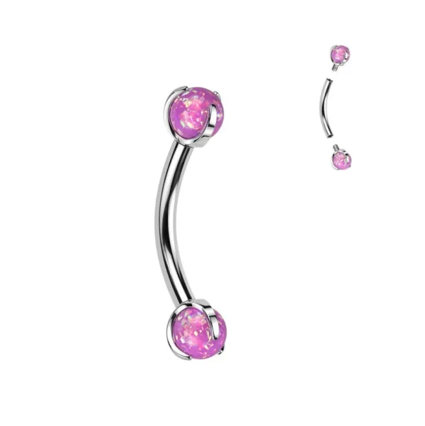 Bananabell/kaareva tappi 1,2mm -Titanium Opal Barbell in Pink