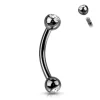 Bananabell/kaareva tappi 1,2mm -Titanium Curved Barbell in Black