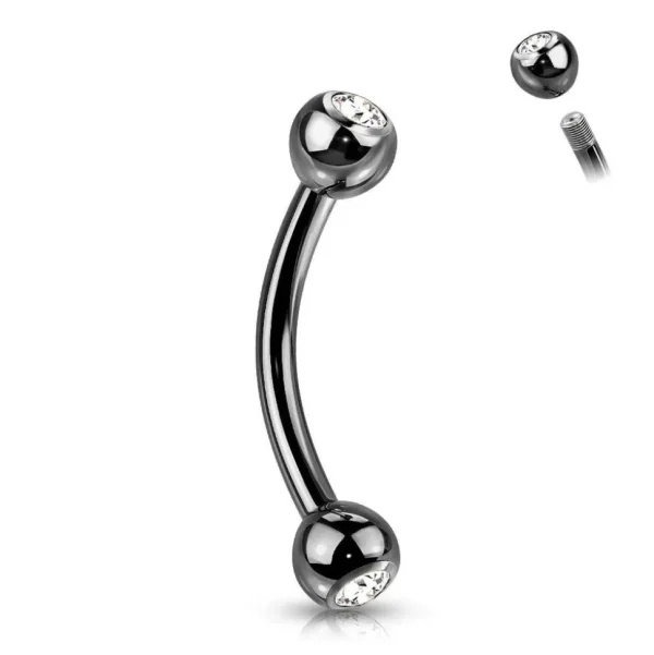 Bananabell/kaareva tappi 1,2mm -Titanium Curved Barbell in Black