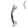 Bananabell/kaareva tappi 1,2mm -Titanium CZ Curved Barbell in Black