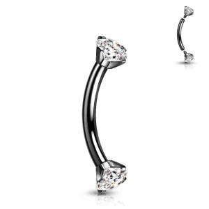 Bananabell/kaareva tappi 1,2mm -Titanium CZ Curved Barbell in Black