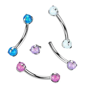 Bananabell/kaareva tappi 1,2mm -Titanium Opal Barbell in Purple