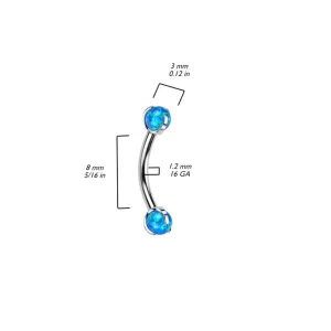 Bananabell/kaareva tappi 1,2mm -Titanium Opal Barbell in White