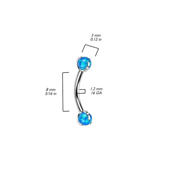 Bananabell/kaareva tappi 1,2mm -Titanium Opal Barbell in White