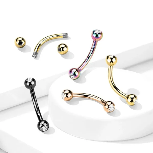 Bananabell/kaareva tappi 1,2mm -Titanium Curved Barbell in Multicolor
