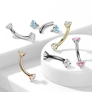 Bananabell/kaareva tappi 1,2mm -Titanium CZ Curved Barbell in Black