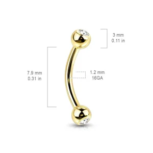 Bananabell/kaareva tappi 1,2mm -Titanium Curved Barbell in Multicolor