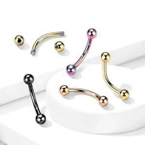Bananabell/kaareva tappi 1,2mm -Basic Titanium Curved Barbell in Gold