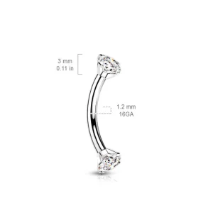 Bananabell/kaareva tappi 1,2mm -Titanium CZ Curved Barbell in Blue