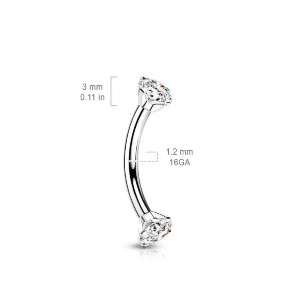 Bananabell/kaareva tappi 1,2mm -Titanium CZ Curved Barbell in Blue