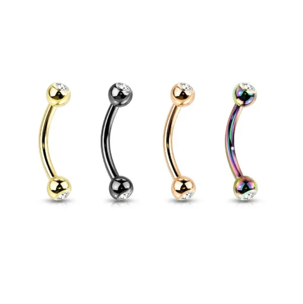 Bananabell/kaareva tappi 1,2mm -Titanium Curved Barbell in Multicolor