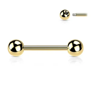 Barbell/kielikoru, Implant Grade Titanium Barbell in Gold