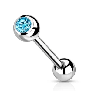 Barbell/kielikoru, Titanium Barbell With Turqoise CZ