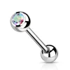 Barbell/kielikoru, Titanium Barbell With Aurora Borealis CZ