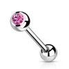 Barbell/kielikoru, Titanium Barbell With Pink CZ