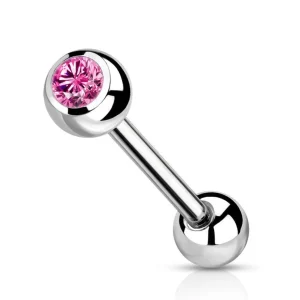 Barbell/kielikoru, Titanium Barbell With Pink CZ