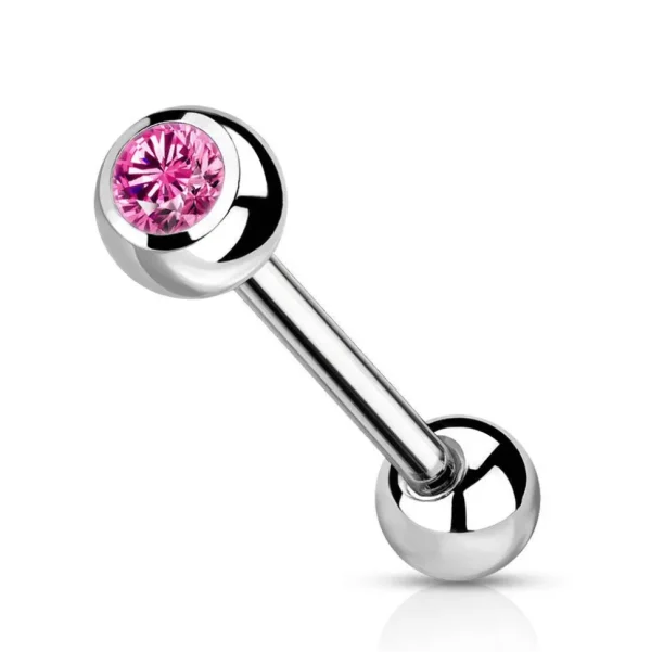 Barbell/kielikoru, Titanium Barbell With Pink CZ