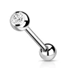 Barbell/kielikoru, Titanium Barbell With Clear CZ