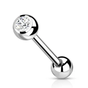 Barbell/kielikoru, Titanium Barbell With Clear CZ