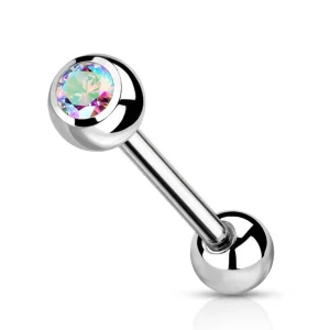 Barbell/kielikoru, Titanium Barbell With Aurora Borealis CZ