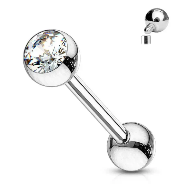 Barbell/kielikoru, Titanium Barbell with CZ -sisäkierteinen kielikoru