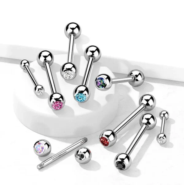 Barbell/kielikoru, Titanium Barbell With Aurora Borealis CZ