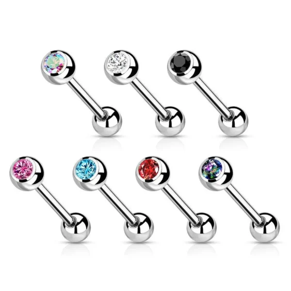 Barbell/kielikoru, Titanium Barbell With Aurora Borealis CZ
