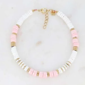 BOHM PARIS | Anklet Azélie -pinkki nilkkakoru keraamisin helmin